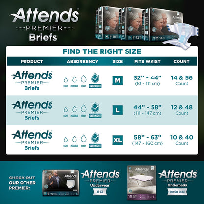 Attends® Premier Unisex Adult Incontinence Brief Medium Disposable Heavy Absorbency (1128073_BG)