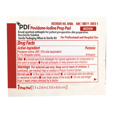 PDI® PVP Prep Pad 10% Strength Povidone-Iodine Individual Packet Medium NonSterile (131912_EA)
