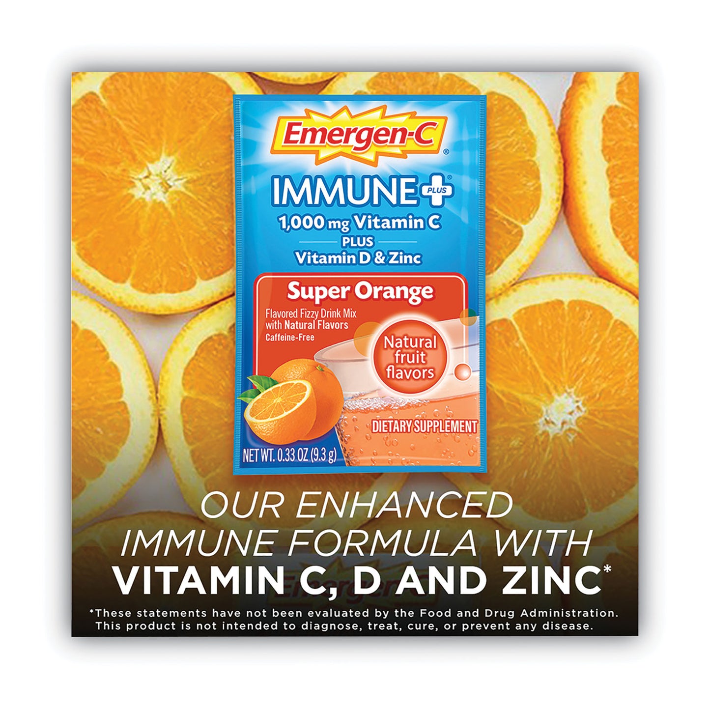 Emergen-C® Immune+ Formula, 0.33 oz, Super Orange, 30 Packets (PFYF85898100042)