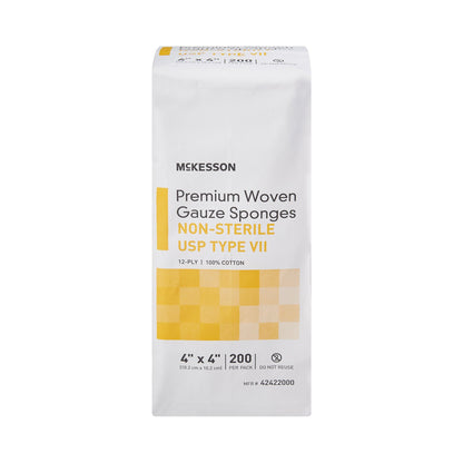 McKesson Gauze Sponge 4 X 4 Inch 12-Ply NonSterile 200 per Pack (1043630_CS)