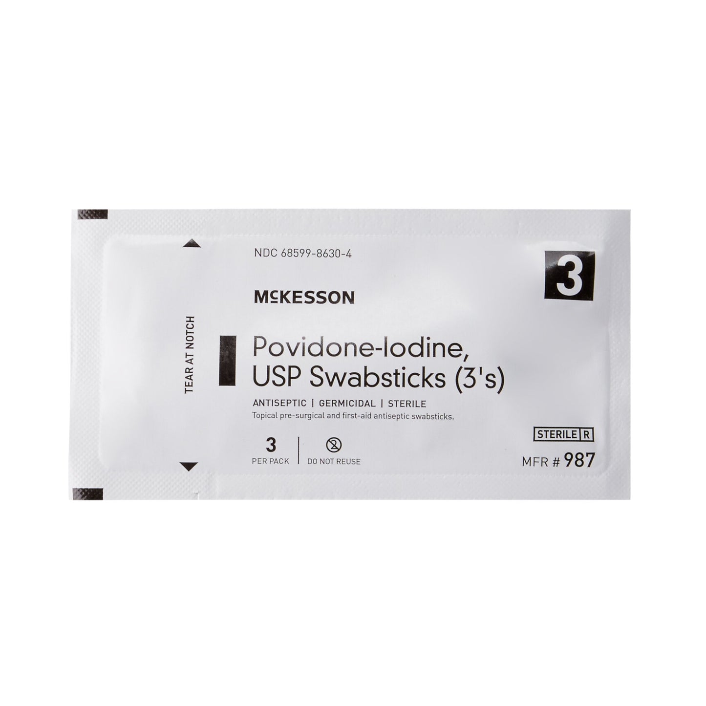 McKesson Impregnated Swabstick 10% Strength Povidone-Iodine Individual Packet Sterile (854753_BX)