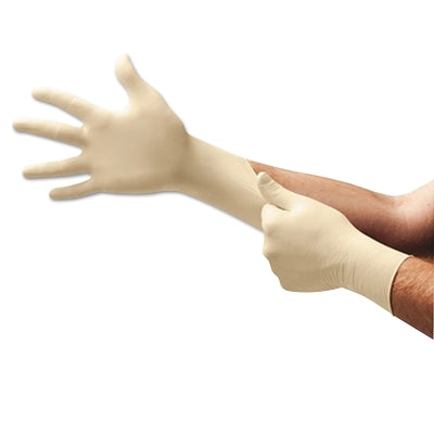 Ansell ComfortGrip Disposable Gloves, Latex, Finger-15 mm; Palm-13 mm, Medium, Natural (748-CFG-900-M)