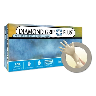 Ansell Diamond Grip Plus DGP-350 Latex Exam Gloves, Large, Natural Rubber Latex (748-DGP-350-L)