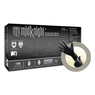 Ansell MidKnight® MK-296 Disposable Nitrile Gloves, 4.7 mil Palm, 5.5 mil Fingers, X-Small, Black (748-MK-296-XS)
