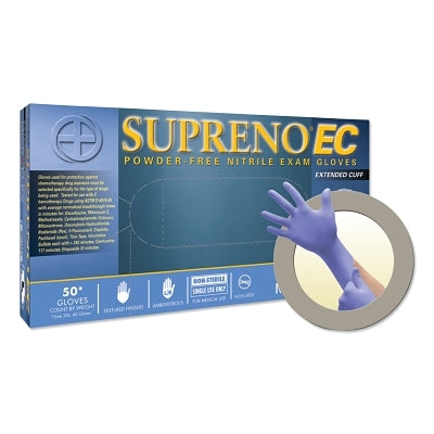 Ansell Supreno® EC SEC-375 Nitrile Disposable Gloves, 5.5 mil Palm, 8.3 mil Fingers, X-Small, Violet Blue (748-SEC-375-XS)