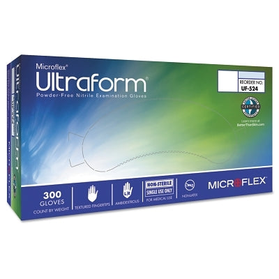 Ansell Ultraform Disposable Gloves, Nitrile, Finger - 8 mm; Palm - 6 mm, Medium, Blue (748-UF-524-M)