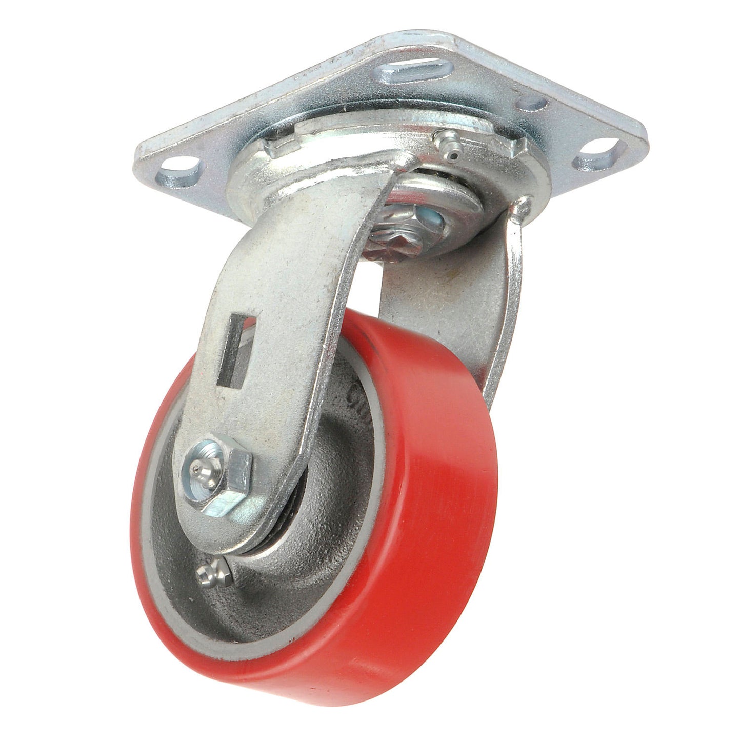 Global Industrial Heavy Duty Swivel Plate Caster, 4" Polyurethane Wheel, 600 Lb. Capacity (WB748207)