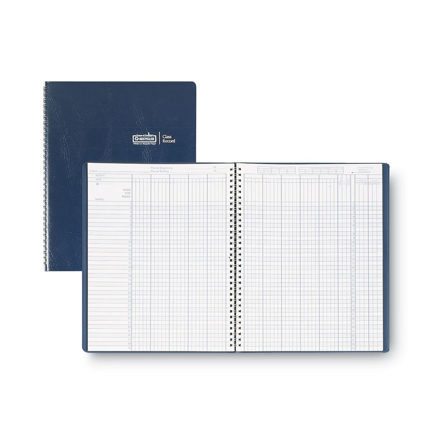 House of Doolittle™ Recycled Class Record Book, 8 Classes, 35 Students, 9 to 10 Week Terms, 40-Week Span, Blue Cover, 11 x 8.5 Sheets (HOD51407)