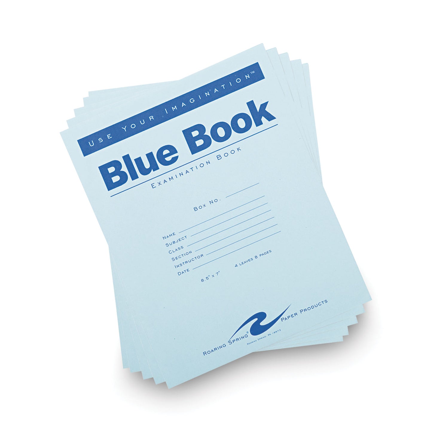 Roaring Spring® Examination Blue Book, Wide/Legal Rule, Blue Cover, (4) 8.5 x 7 Sheets (ROA77510)