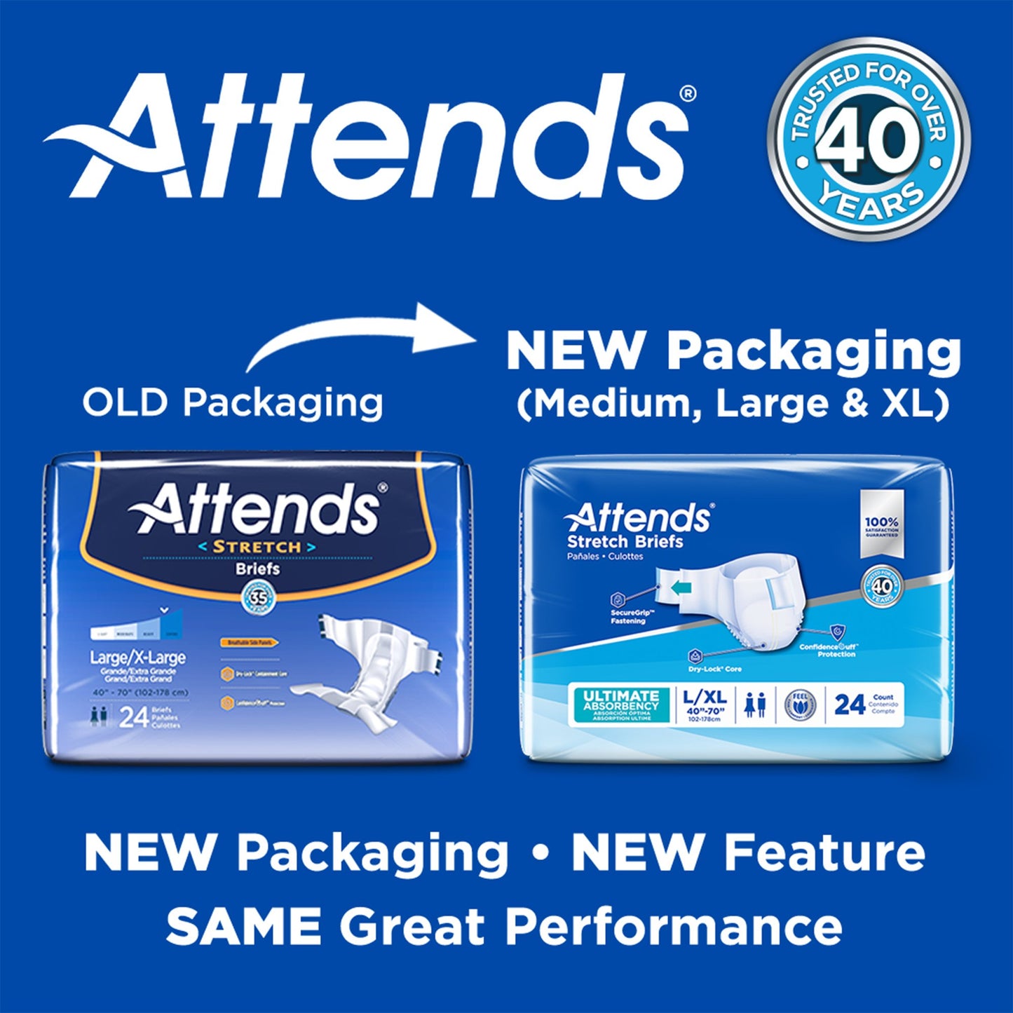 Attends® Stretch Unisex Adult Incontinence Brief Large / X-Large Disposable Heavy Absorbency (981738_BG)