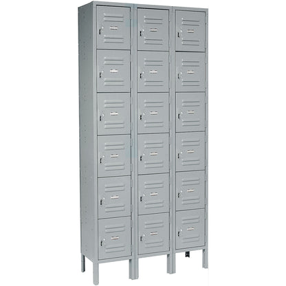 Global Industrial Capital 6-Tier 18 Door Box Locker, 36"W x 15"D x 78"H, Gray, Assembled (WB652157GY)