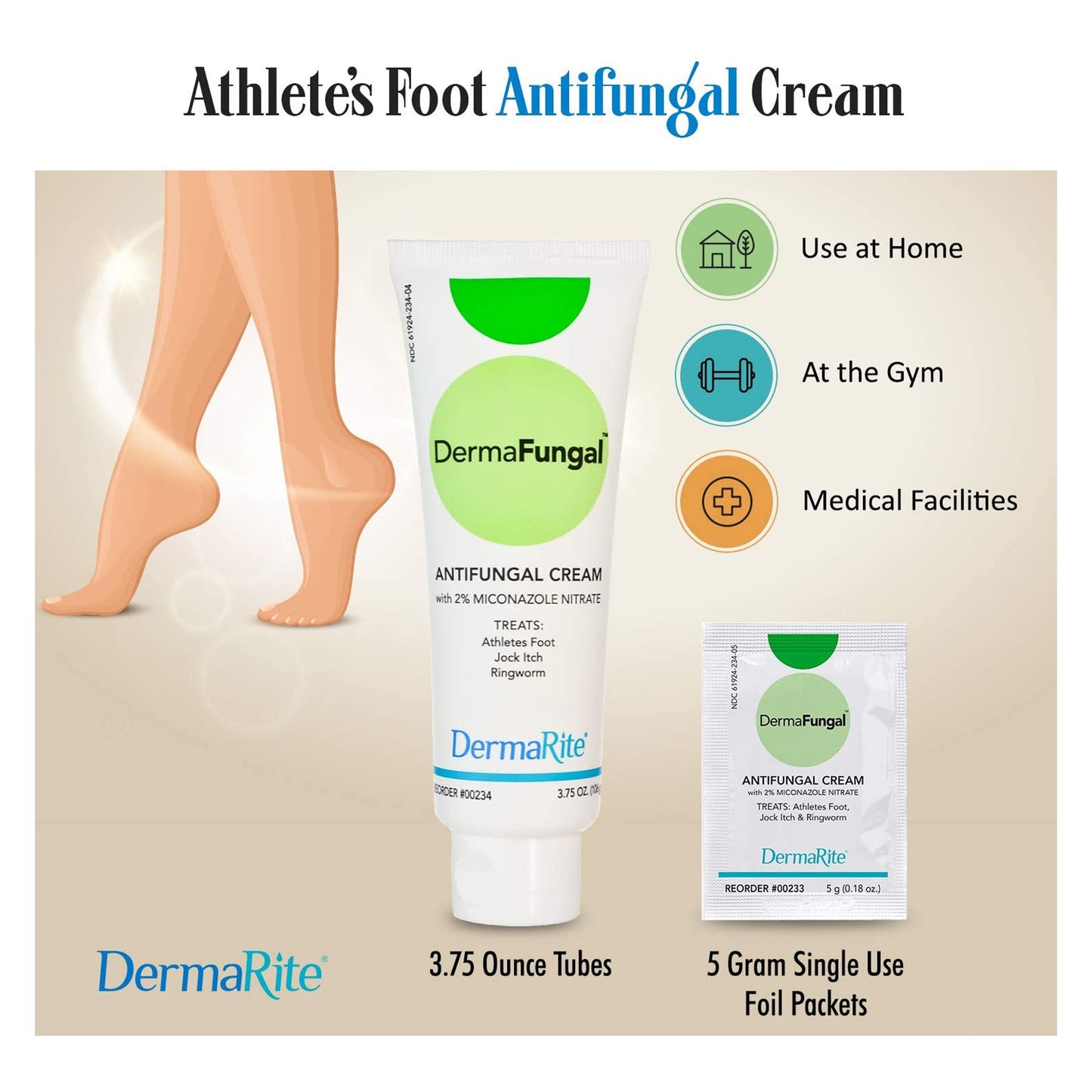 DermaFungal® Antifungal 2% Strength Cream 5 Gram Individual Packet (830993_BX)