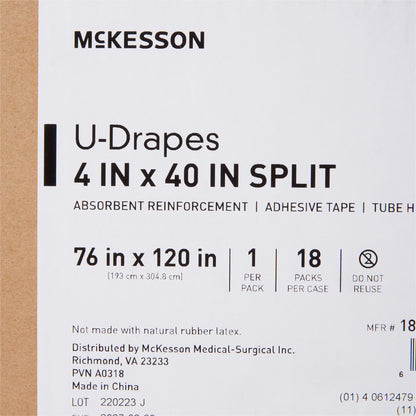 McKesson Orthopedic Drape U-Drape with Split 76 W X 120 L Inch Sterile (1101295_CS)