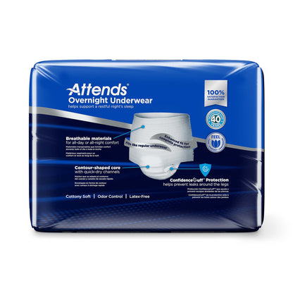 Attends® Overnight Unisex Adult Absorbent Underwear Pull On with Tear Away Seams Medium Disposable Heavy Absorbency (830766_BG)