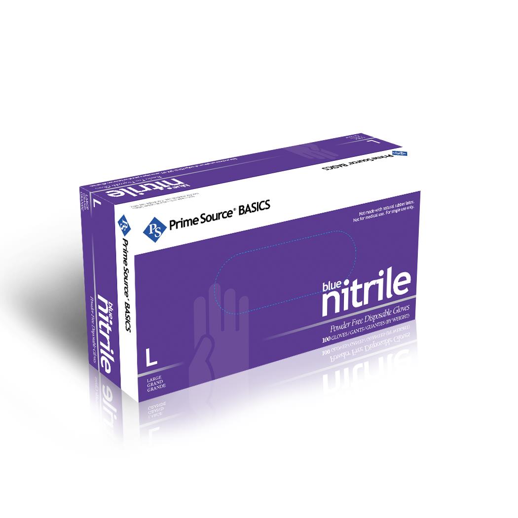 Prime Source® Powder Free Nitrile Gloves, Blue, Large (75000764)