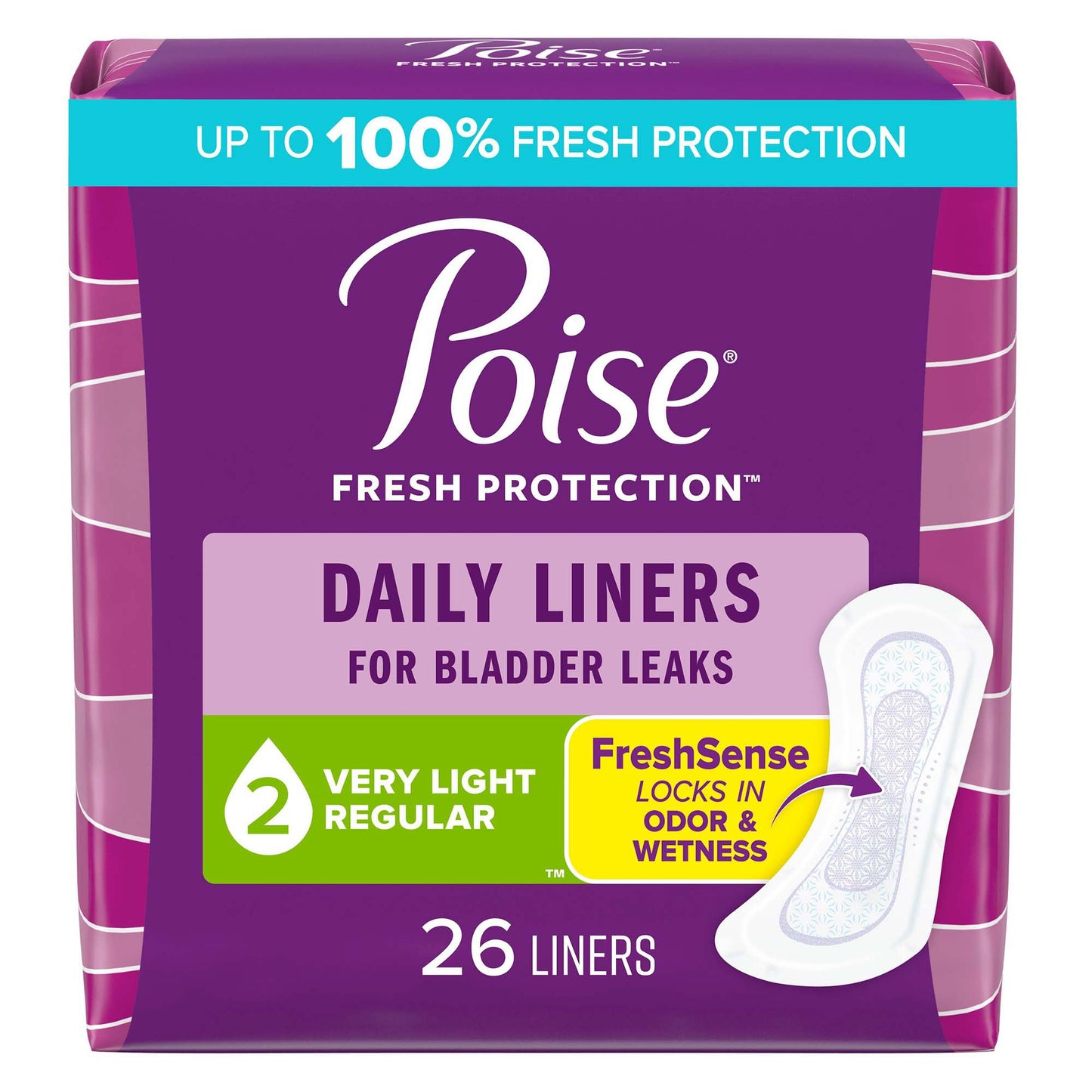 Poise® Fresh Protection™ Bladder Control Pad 8-1/2 Inch Length Light Absorbency Sodium Polyacrylate Core One Size Fits Most (665932_CS)