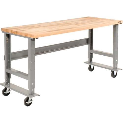Global Industrial Mobile Workbench, 48 x 30", Adjustable Height, Maple Square Edge (WB183149A)