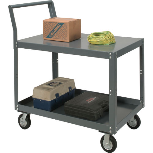 Global Industrial Service Cart w/2 Shelves, 1200 lb. Capacity, 48"L x 30"W x 30"H, Gray (WB752247)
