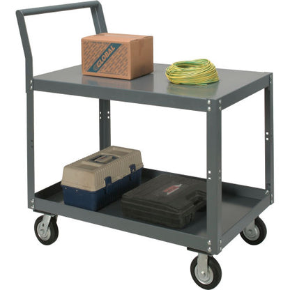 Global Industrial Service Cart w/2 Shelves, 1200 lb. Capacity, 48"L x 30"W x 30"H, Gray (WB752247)