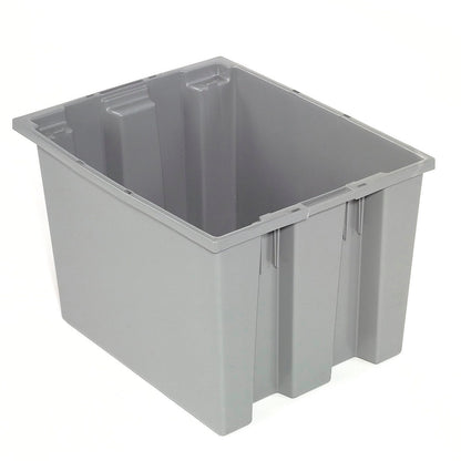 Global Industrial Plastic Stack & Nest Storage Container, No Lid, 23-1/2"Lx15-1/2"Wx12"H, Gray (WB274316GY)