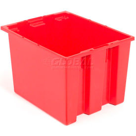 Global Industrial Plastic Stack & Nest Storage Container, No Lid, 19-1/2"Lx15-1/2"Wx13"H, Red (WB274315RD)