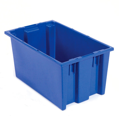 Global Industrial Plastic Stack & Nest Storage Container, No Lid, 18"L x 11"W x 6"H, Blue (WB274311BL)