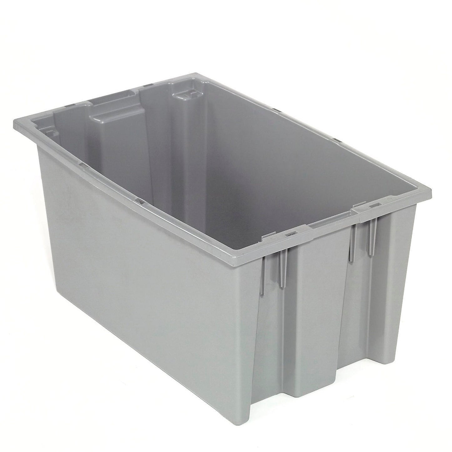 Global Industrial Plastic Stack & Nest Storage Container, No Lid, 18"L x 11"W x 9"H, Gray (WB274312GY)