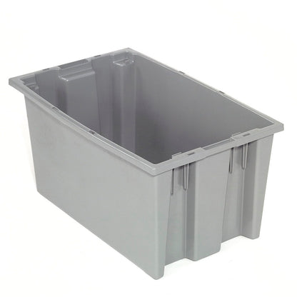Global Industrial Plastic Stack & Nest Storage Container, No Lid, 18"L x 11"W x 9"H, Gray (WB274312GY)