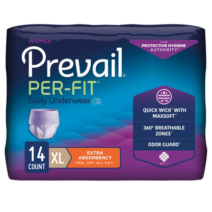 Prevail® Per-Fit® Female Adult Absorbent Underwear Pull On with Tear Away Seams X-Large Disposable Moderate Absorbency (881924_BG)