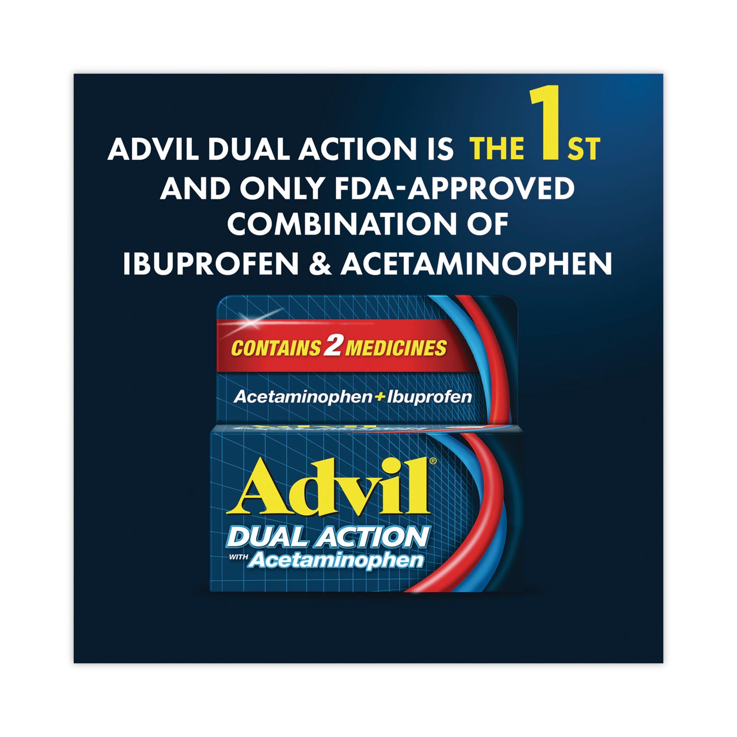 Advil® Dual Action with Acetaminophen and Ibuprofen Caplets, 50 Packets of 2 Caplets (AVL014795)