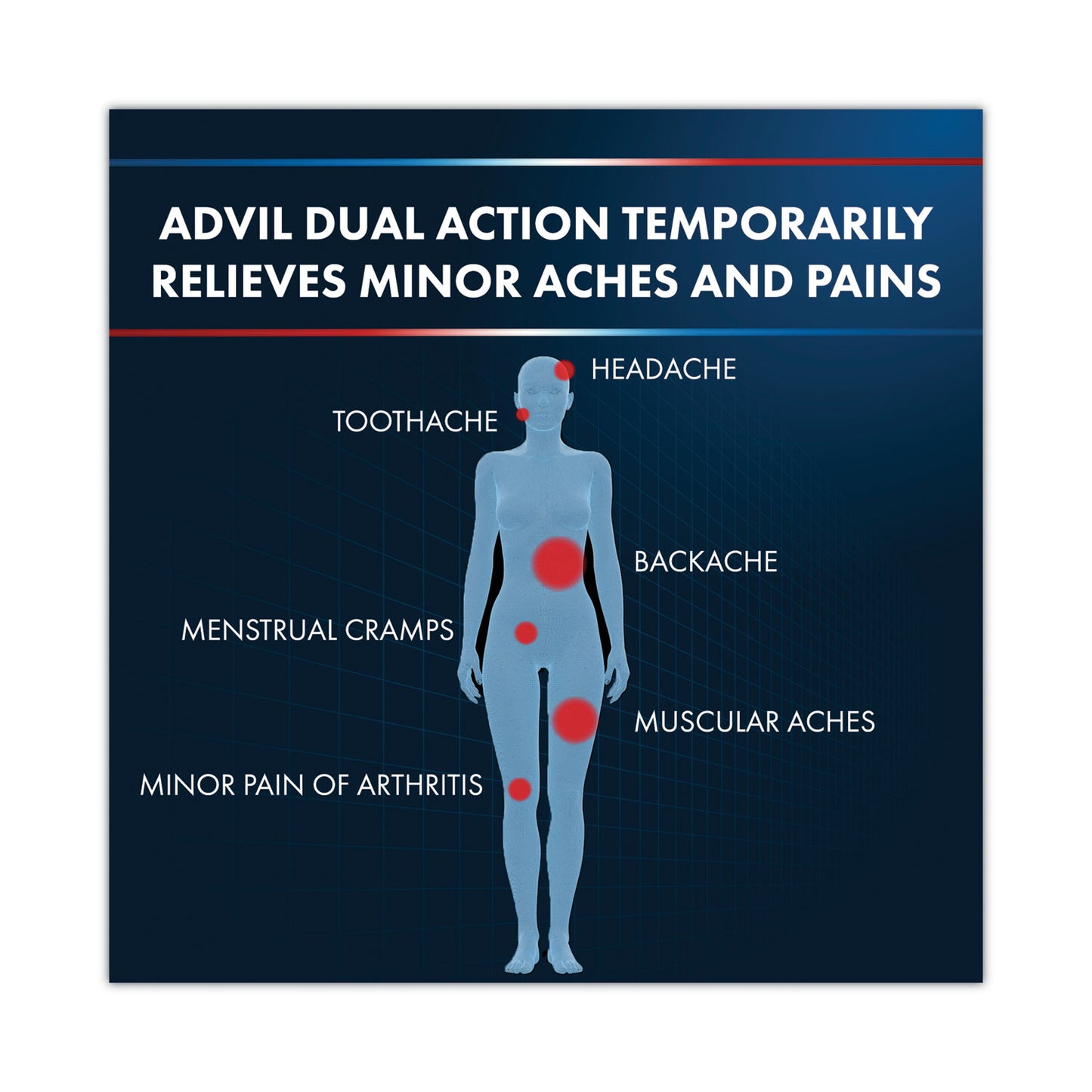 Advil® Dual Action with Acetaminophen and Ibuprofen Caplets, 50 Packets of 2 Caplets (AVL014795)