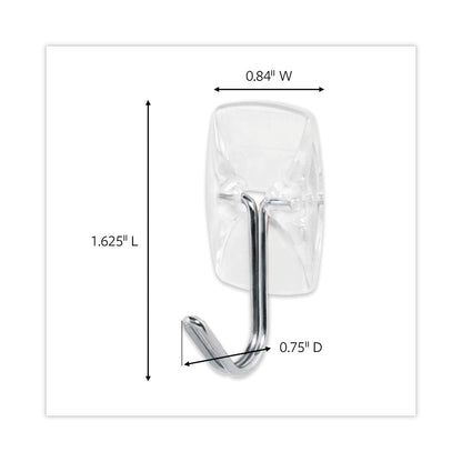 Command™ Small Wire Hooks, Small, Plastic/Metal, Clear, 0.5 lb Capacity, Clear, 15 Hooks and 20 Strips/Pack (MMM17067CLR15NA)