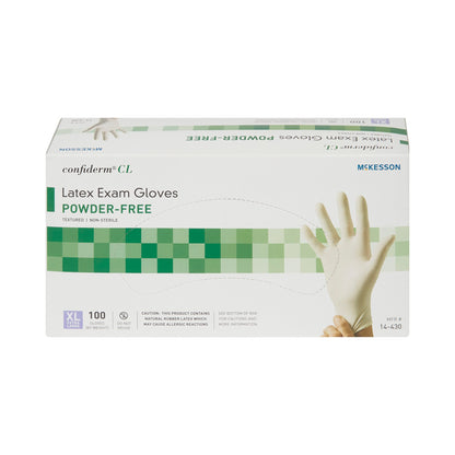 McKesson Confiderm® Exam Glove X-Large NonSterile Latex Standard Cuff Length Textured Fingertips Ivory Not Rated (921595_CS)