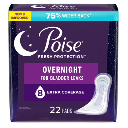 Poise® Fresh Protection™ Overnight Bladder Control Pad 5.3 Inch Length Heavy Absorbency Sodium Polyacrylate Core One Size Fits Most (1224724_CS)
