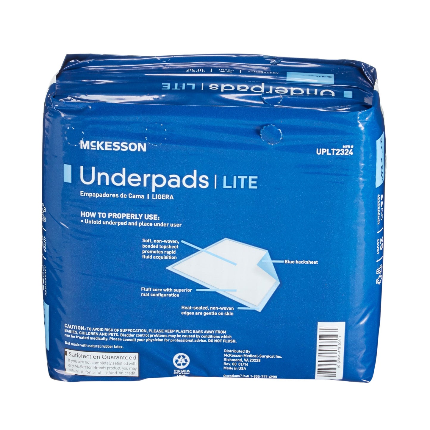 McKesson Classic Plus Disposable Underpad 23 X 24 Inch Fluff / Polymer Light Absorbency (730985_BG)