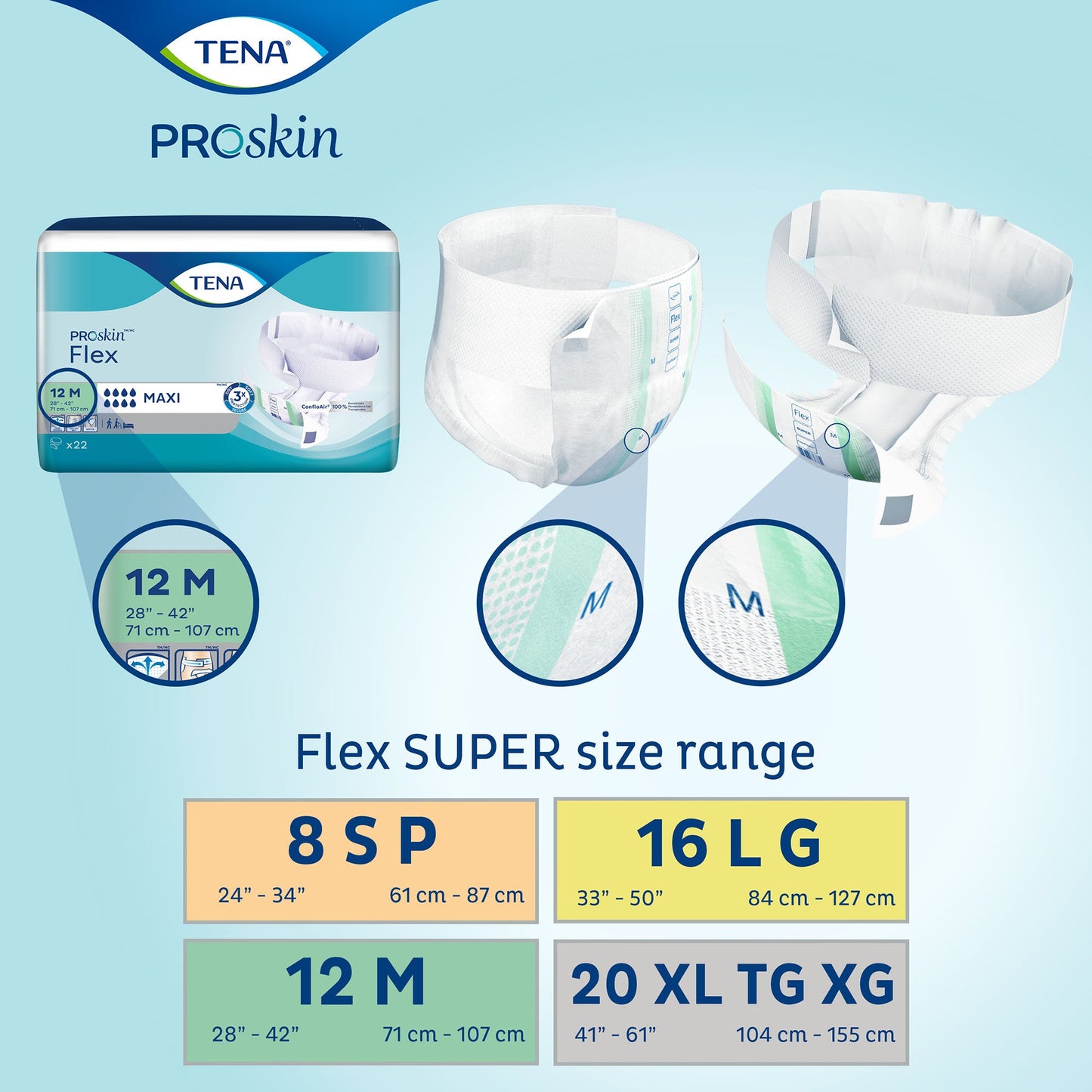 TENA® ProSkin™ Flex Super Unisex Adult Incontinence Belted Undergarment Size 20 Disposable Heavy Absorbency (718449_PK)