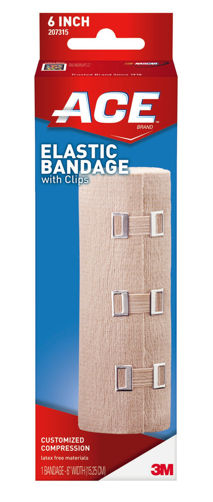 3M™ ACE™ Elastic Bandage 6 Inch X 5-1/3 Foot Clip Detached Closure Tan NonSterile Standard Compression (488157_EA)