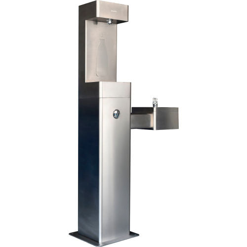 Global Industrial Outdoor Drinking Fountain with Bottle Filler, Stainless (WB761216)