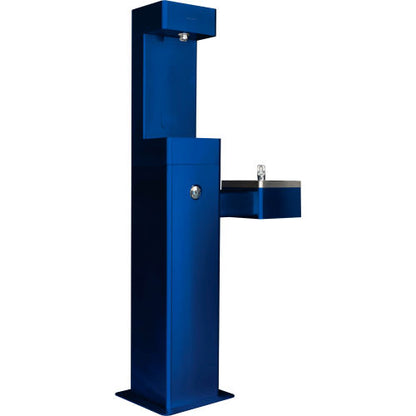 Global Industrial Outdoor Bottle Filling Station w/ Drinking Fountain, Blue (WB761216BL)