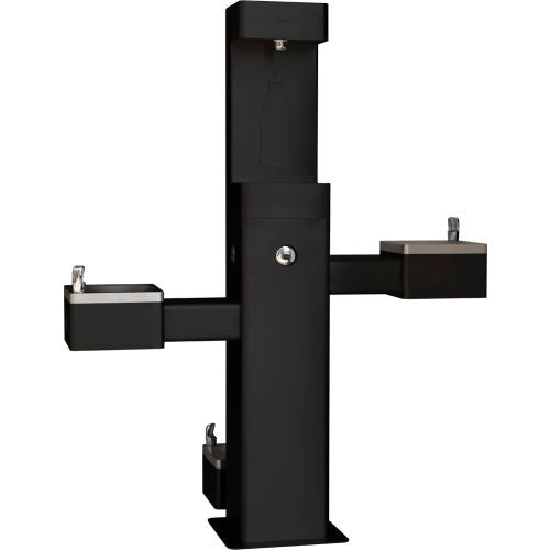 Global Industrial Outdoor Bi-Level Drinking Fountain with Bottle Filler & Pet Station, Black (WB761221BK)