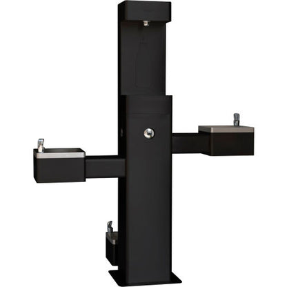 Global Industrial Outdoor Bi-Level Drinking Fountain with Bottle Filler & Pet Station, Black (WB761221BK)