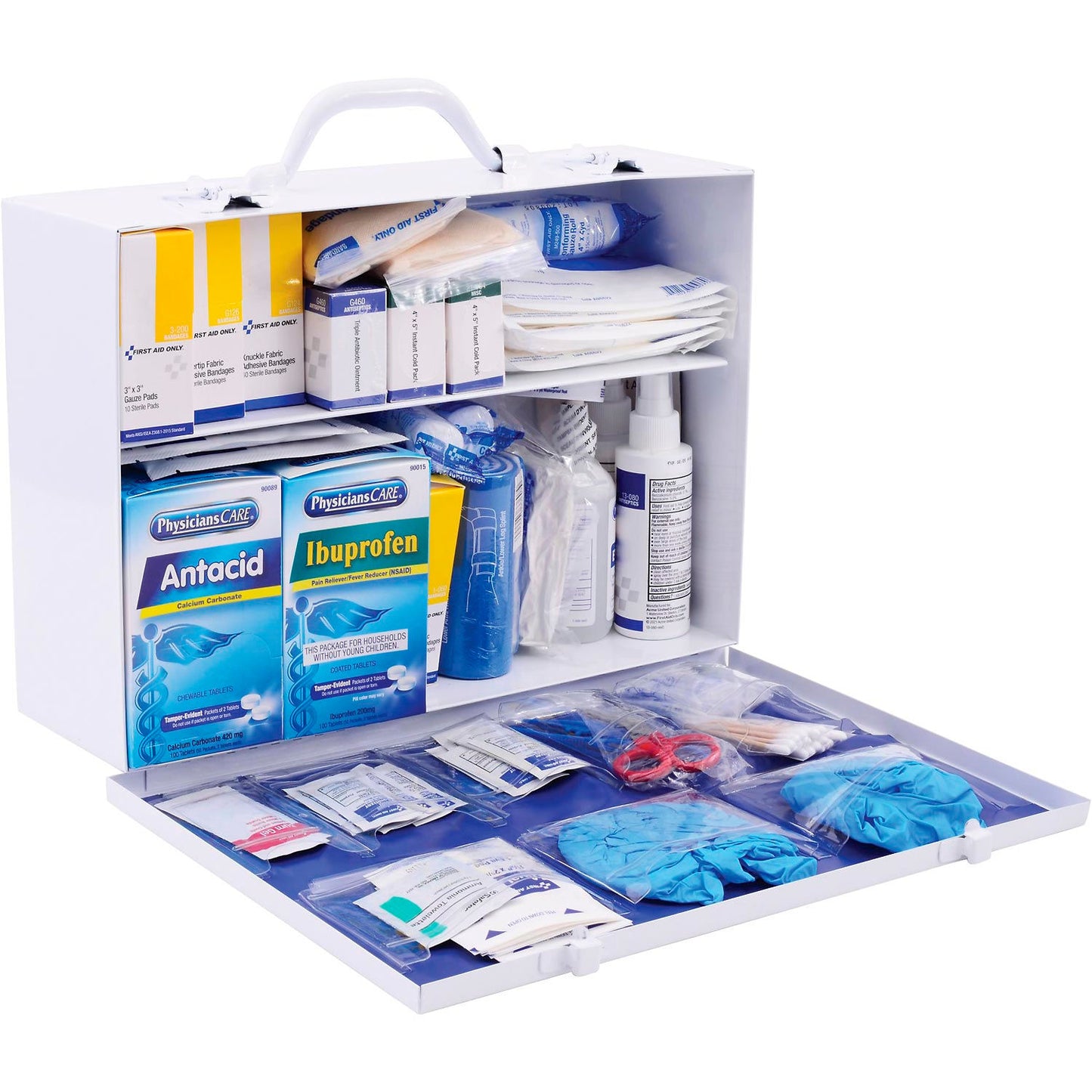 Global Industrial First Aid Kit, 50-75 Person, ANSI Compliant, 2-Shelf Steel Cabinet (WB761295A)