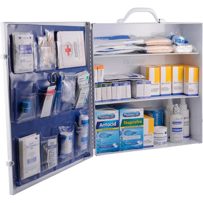 Global Industrial First Aid Kit, 75-100 Person, ANSI Compliant, 3-Shelf Steel Cabinet (WB761296A)