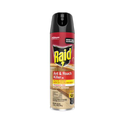 Raid® Ant and Roach Killer, 17.5 oz Aerosol Spray, Fragrance-Free, 12/Carton (SJN386210)
