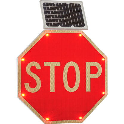 Global Industrial 30" Solar Flashing LED Stop Sign, Octagon (WB708312)