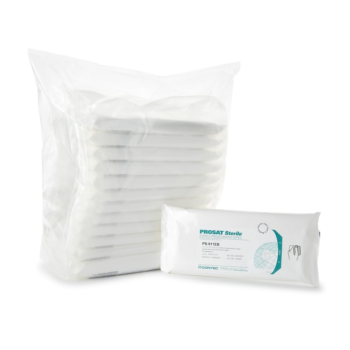 PROSAT® Sterile™ Surface Disinfectant Cleaner Premoistened Cleanroom Manual Pull Wipe 30 Count Pouch Alcohol Scent Sterile (917971_EA)