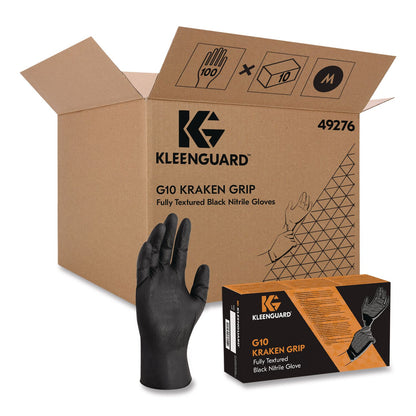 KleenGuard™ G10 Kraken Grip Nitrile Gloves, Small, 6 mil Thick, 9.5" Long, Black, 100/Box, 10 Boxes/Carton (ANS49275)