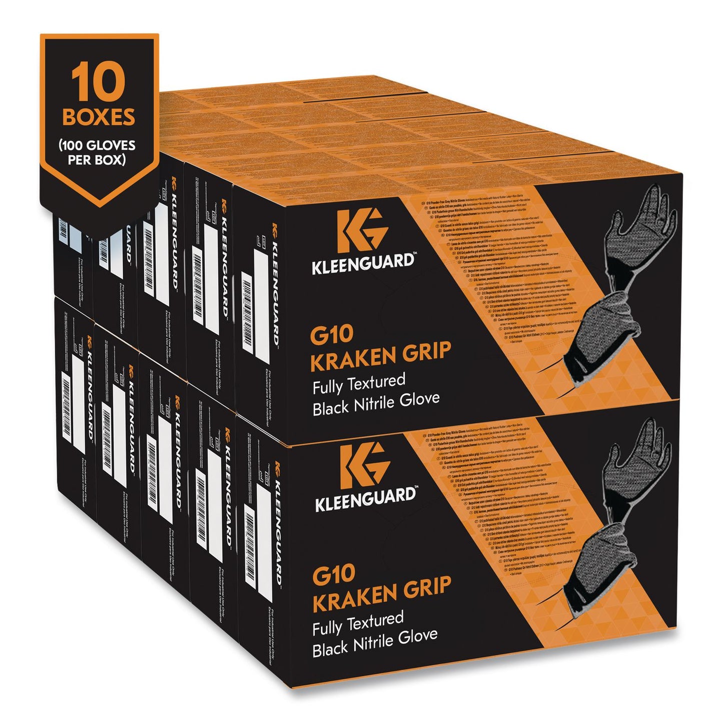 KleenGuard™ G10 Kraken Grip Nitrile Gloves, Small, 6 mil Thick, 9.5" Long, Black, 100/Box, 10 Boxes/Carton (ANS49275)