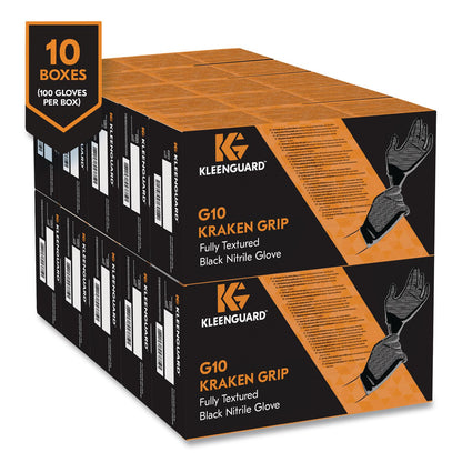 KleenGuard™ G10 Kraken Grip Nitrile Gloves, Small, 6 mil Thick, 9.5" Long, Black, 100/Box, 10 Boxes/Carton (ANS49275)