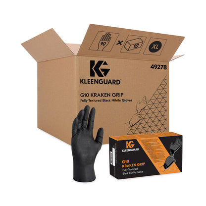 KleenGuard™ G10 Kraken Grip Nitrile Gloves, Powder-Free, X-Large, 6 mil Thick, 9.5" Long, Black, 90/Box, 10 Boxes/Carton (ANS49278)
